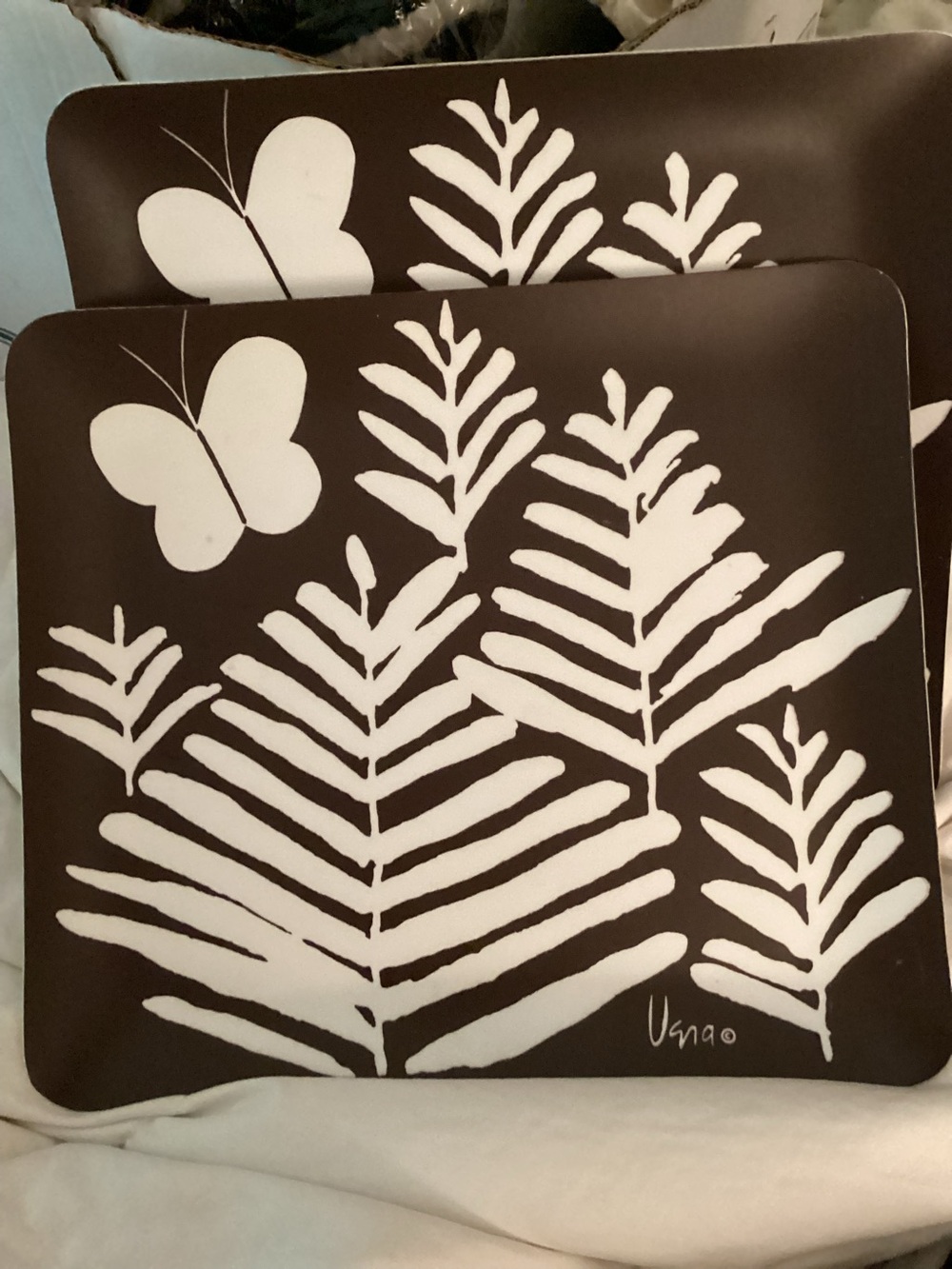 VTG Vera Neumann Melamine Serving Trays RARE SET/2 PRISTINE Condition